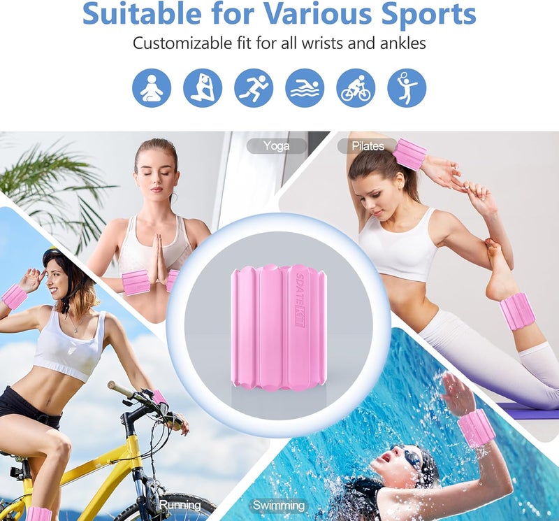 SDATEKIT Wrist and Ankle Weights for Women & Men 2 Pack (1lb Each), Adjustable Silicone Weighted Bracelet for Pilates, Gym, Yoga, Cardio & Strength Training, Bala-Style Bangles Slip-Free Design - Image 3